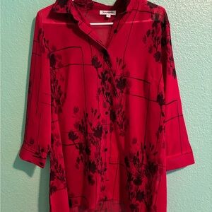 Serengeti Red and Black Boxy Button Down Shirt